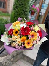 Букет цветов из:  Герберы, Ромашки, Хризантемы, Розы и Подсолнухи #REPLACE_PRED# Пионерский